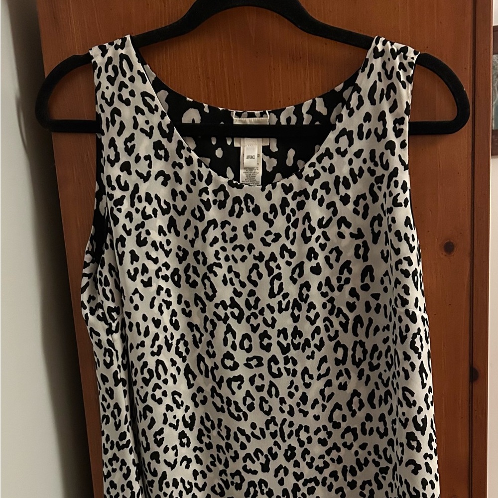Chico's Black and White Animal Print reversible tank